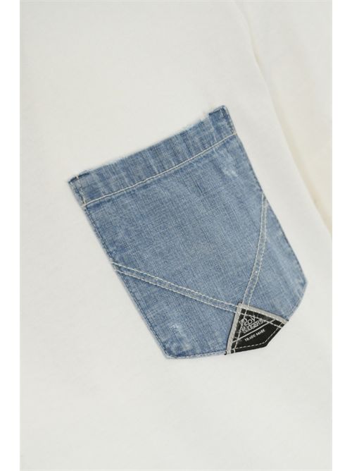 T-shirt Pocket in jersey Bianco con tasca denim Roy Roger's | RRU90171CA16XXXXC0014